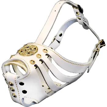 Náhubek pro psa Bestia Collars Kožený náhubek pro psy Bestia Collar Maximus white Velikost: L