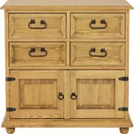 Drewmax KD801 dřevěná komoda masiv borovice rustikal (KD801 komoda STANDARD)
