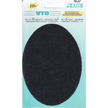 Látková záplata Záplaty zažehlovací JEANS 13,5 x 9,5 - 999 - černá