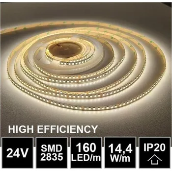 LED páska LED pásek 24V 14.4W, 160 LED, High Efficiency - Denní bílá