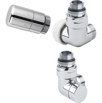 Hlavice pro radiátor CORNER připojovací sada ventilů CP1012R, termostatická, pravé, chrom