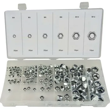 Pojistné matice M4-M12, nylonové těsnění, 146 kusů