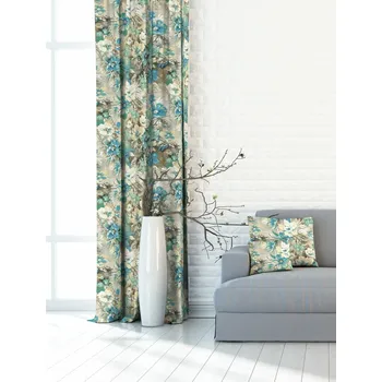 Závěs Závěs dekorační nebo látka, OXY Modrá zahrada, modrobílý, 150 cm