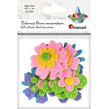 samolepka Samolepky, plstěné, KVĚTY k dotvoření, cca 5 cm, 12ks/bal