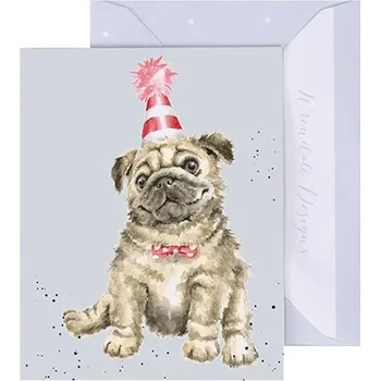 Wrendale Designs Dárková kartička Wrendale Designs "Another Wrinkle" - Pes, party mopsík