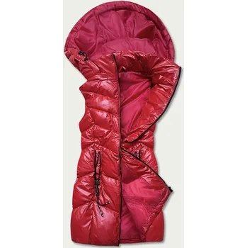 Dámská vesta Lesklá červená vesta s kapucí (B8025-4) odstíny červené L (40)