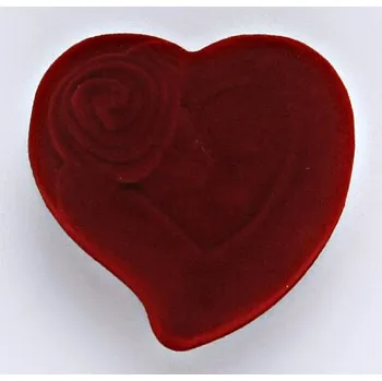 Dárková krabička Sametová krabička na šperky, červené srdce s růží - F-79/A7/A7