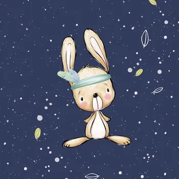 Teplákovina Zajíček na navy,PZL, panel (E) (Panely a ladící metráž)