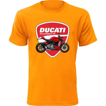 Pánské tričko s motorkou StreetFighter V2 oranžové