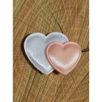 Nášivka Aplikace saténová srdíčka barva bílá lososová