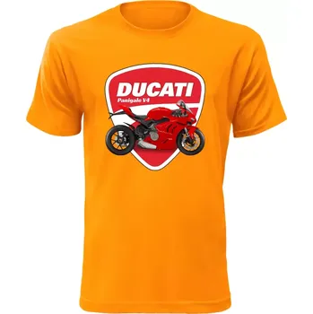 Pánské tričko s motorkou Panigale V4 oranžové
