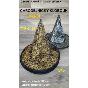 Karnevalový doplněk ČARODĚJNICKÝ/ HALLOWEENSKÝ KLOBOUK MENŠÍ Č.33
