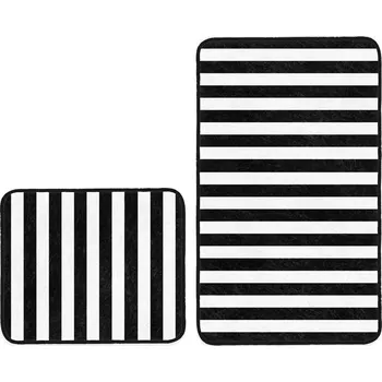 Koupelnová předložka Bílo-černé koupelnové předložky v sadě 2 ks 60x100 cm – Mila Home ID_1455654