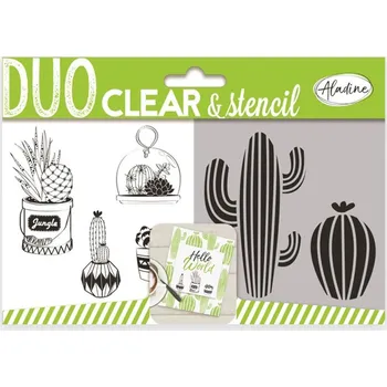 Dětské razítko Aladine Gelová razítka se šablonou Aladine Duo Clear, 5 ks - Kaktusy