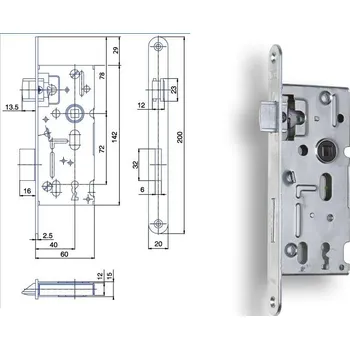 zadlabací zámek Zámek zadlabací K103 60/72 P-L Zn
