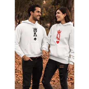 Pánská mikina Mikiny pro páry K a Q Barva: Bílá, Dámska velikost: 2XL, Pánska velikost: 4XL