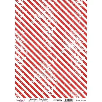 Umělecký papír Cadence Rýžový papír Cadence, A4 - Šikmé vánoční pruhy