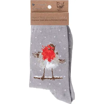 Dámské ponožky Wrendale Designs Dámské ponožky Wrendale Designs "Jolly Robin" - Červenka, vánoční