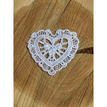 Nášivka Krajková aplikace srdce barva bílá