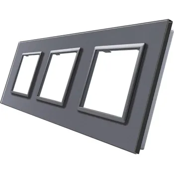 vypínač WELAIK rámeček na 3 zásuvky skleněný - tmavě šedý