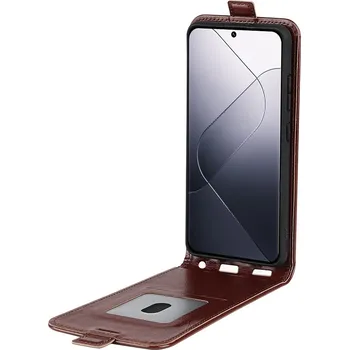 Pouzdro na mobilní telefon Vertical knížkové pouzdro na Xiaomi 14 - hnědé
