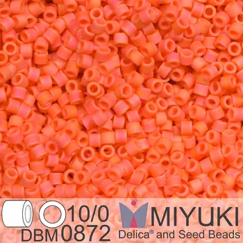 Korálek Korálky Miyuki Delica 10/0. Barva Matte Opaque Orange AB DBM0872. Balení 5g.