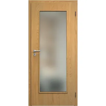 Interiérové dveře SAPELI ELEGANT KOMFORT M40 - DÝHA - OTOČNÉ DVEŘE VČ. ZÁRUBNĚ - Dub natur Průchozí šířka (cm): 60, Průchozí výška (cm): 210, Typ skla: Satináto bílé