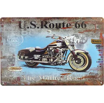 Plechová cedule Retro tabule U.S.Route 66 Motorbike 30x20cm (Plechová cedule - rozměry: 30x20cm, materiál: plech)
