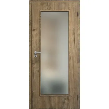 Interiérové dveře SAPELI ELEGANT KOMFORT M40 - CPL LAMINÁT - OTOČNÉ DVEŘE VČ. ZÁRUBNĚ - Dub sherwood Průchozí šířka (cm): 60, Průchozí výška (cm): 197, Typ skla: Satináto bílé