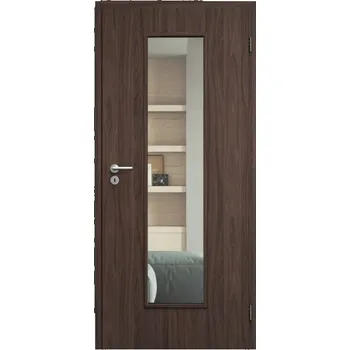 Interiérové dveře SAPELI ELEGANT KOMFORT M55 - CPL LAMINÁT - OTOČNÉ DVEŘE VČ. ZÁRUBNĚ - Ořech Průchozí šířka (cm): 60, Průchozí výška (cm): 197, Typ skla: Čiré sklo