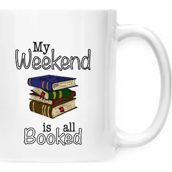 Hrnek malý bílý s potiskem My weekend is all booked!