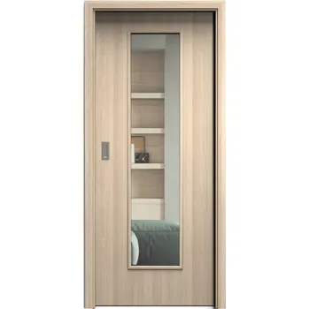 Interiérové dveře SAPELI ELEGANT KOMFORT M55 - CPL LAMINÁT - POSUVNÉ DVEŘE VČ. ZÁRUBNĚ - Jasan Průchozí šířka (cm): 90, Průchozí výška (cm): 197, Typ skla: Čiré sklo