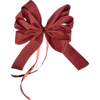 Stuha Mašle taftová BORDÓ, ručně vázaná, střední velikost 10 x 12cm (Ručně vázaná látková mašle, stuha taftová bordová)