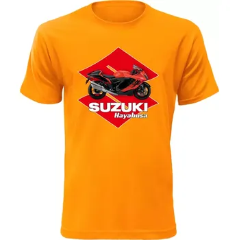 Pánské tričko s motorkou Suzuki Hayabusa oranžové