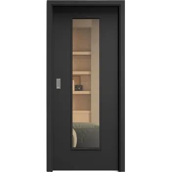 Interiérové dveře SAPELI ELEGANT KOMFORT M55 - CPL LAMINÁT - POSUVNÉ DVEŘE VČ. ZÁRUBNĚ - Černá grafit Průchozí šířka (cm): 80, Průchozí výška (cm): 197, Typ skla: Planibel bronz