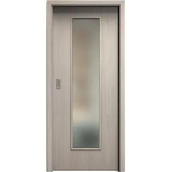 Interiérové dveře SAPELI ELEGANT KOMFORT M55 - CPL LAMINÁT - POSUVNÉ DVEŘE VČ. ZÁRUBNĚ - Borovice bílá Průchozí šířka (cm): 90, Průchozí výška (cm): 197, Typ skla: Satináto bílé