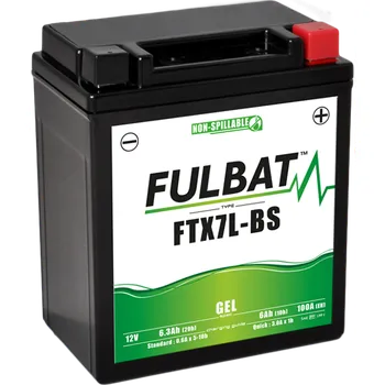 Motobaterie YTX7L-BS (FTX7L-BS) 12V 6Ah, FULBAT motocyklový akumulátor GEL (113 x 70 x 130 mm)