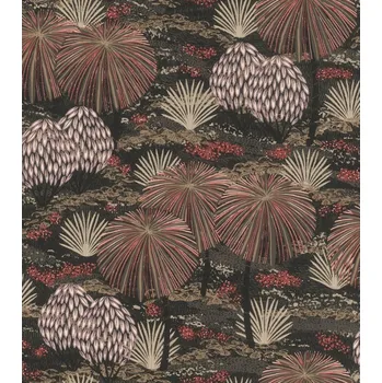 Tapeta Vliesová tapeta rostlinný vzor - černá, červená 868616 / Tapety na zeď Symphony (0,53 x 10,05 m) Rasch