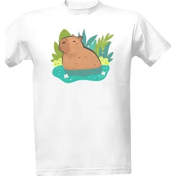 Tričko s potiskem Kapybara ve vodě pánské