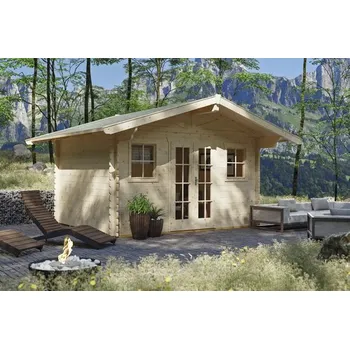 Zahradní domek Dřevěný zahradní domek SKAN HOLZ Davos přírodní 380 x 300 cm