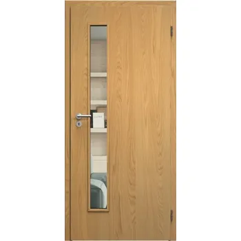 Interiérové dveře SAPELI ELEGANT KOMFORT M60 - DÝHA - OTOČNÉ DVEŘE VČ. ZÁRUBNĚ - Dub natur Průchozí šířka (cm): 80, Průchozí výška (cm): 197, Typ skla: Čiré sklo