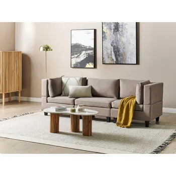 Pohovka Modulární pohovka hnědé látkové čalounění 3místná čalouněné opěradlo moderní styl obývací pokoj Beliani