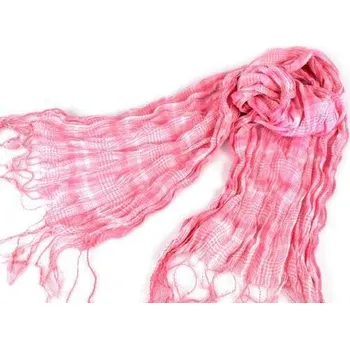 Šála OSTATNÍ Šála / šátek ST286 sv. růžová mačkaná károvaná
