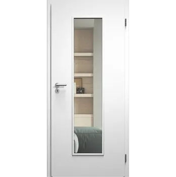 Interiérové dveře SAPELI ELEGANT KOMFORT M55 - CPL LAMINÁT - OTOČNÉ DVEŘE VČ. ZÁRUBNĚ - Bílá hladká Průchozí šířka (cm): 80, Průchozí výška (cm): 197, Typ skla: Čiré sklo