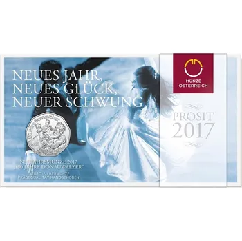 Sběratelství (2017) Rakousko 5 Euro - stříbrná - 150 let valčíku na Modrém Dunaji - mincovní karta