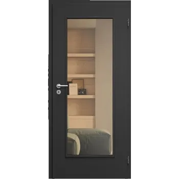 Interiérové dveře SAPELI ELEGANT KOMFORT M40 - CPL LAMINÁT - OTOČNÉ DVEŘE VČ. ZÁRUBNĚ - Černá grafit Průchozí šířka (cm): 100, Průchozí výška (cm): 197, Typ skla: Planibel bronz