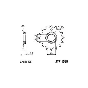 Řetězová sada pro motocykl Řetězové kolečko JT JTF 1589-19 19 zubů, 428