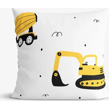 Povlak na polštářek Dětský bavlněný povlak na polštář - Bagry a stavební auta 50 x 60 cm