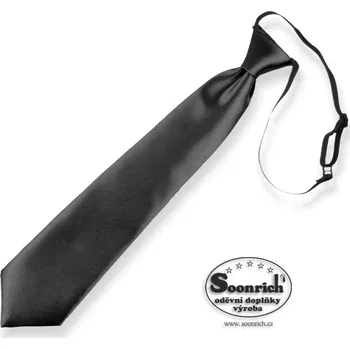 Kravata Soonrich Kravata dětská černá na gumičku 30 cm - jednobarevná svatební