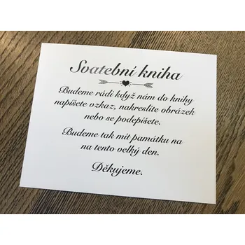 Svatební dekorace Svatba-eshop Cedulka návod ke svatební knize s šípy a srdíčkem - návody ke svatebním koutkům